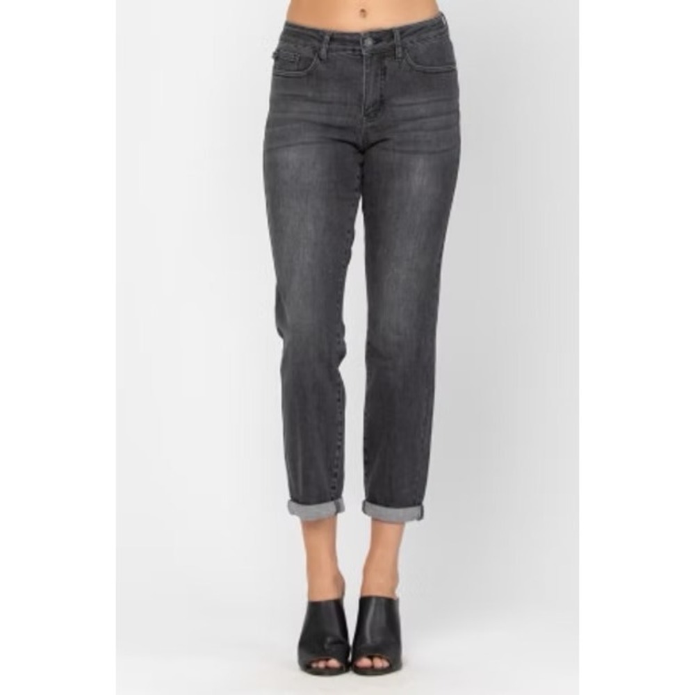Judy Blue Boyfriend Jeans Size 7/28 Gray Wash Denim Cuffed Ankle Casual JB88130 - Picture 2 of 14